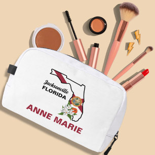 Trousse De Toilette Fleur d'état Floride personnalisée Fleur Orange Bl