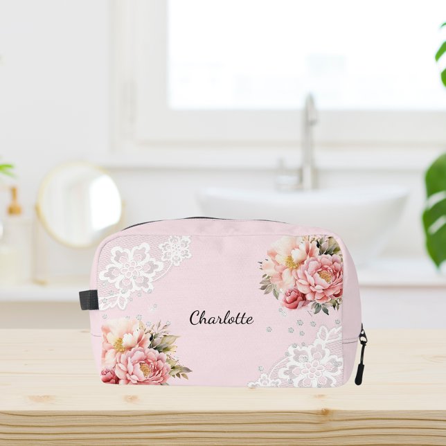 Trousse De Toilette Fleur rose dentelle blanche (Créateur téléchargé)