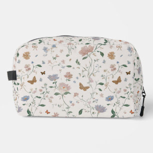 Trousse De Toilette Fleur Sauvage Élégante & Papillon Toile-De-Jouy