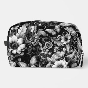 Trousse De Toilette Fleurs Antiques Monochromes avec Papillons