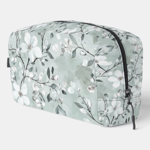 Trousse De Toilette Fleurs blanches gris chic