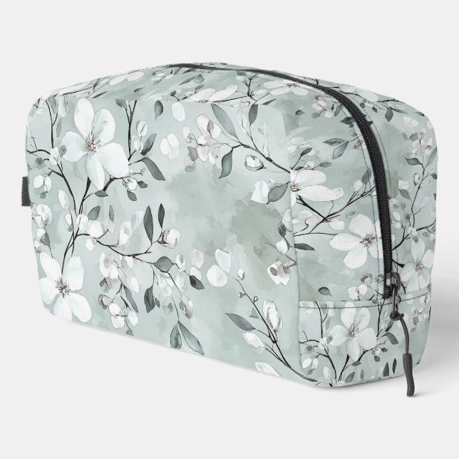 Trousse De Toilette Fleurs blanches gris chic (Coin droit)
