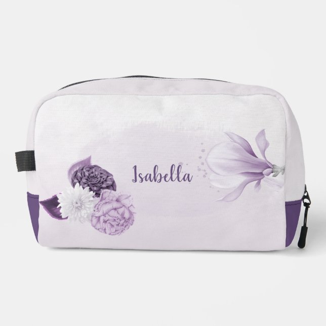Trousse De Toilette fleurs blanches violettes romantique (Recto)