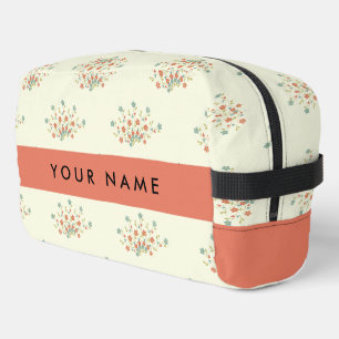 Trousse De Toilette Fleurs bleues et rouges, Rouge, Votre nom