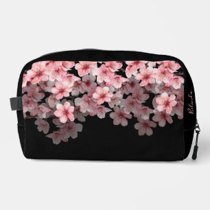 Trousse De Toilette Fleurs de cerisier à l'aquarelle Noir Rose   Votre