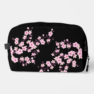 Trousse De Toilette Fleurs de cerisier noires roses Votre nom