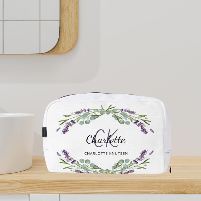 Trousse De Toilette Fleurs de lavande nom de verdure monogramme (Créateur téléchargé)