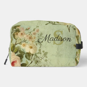 Trousse De Toilette Fleurs de rose de verdure vintage 