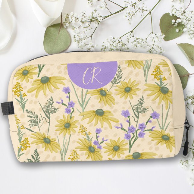 Trousse De Toilette Fleurs sauvages jaunes et violets (Créateur téléchargé)