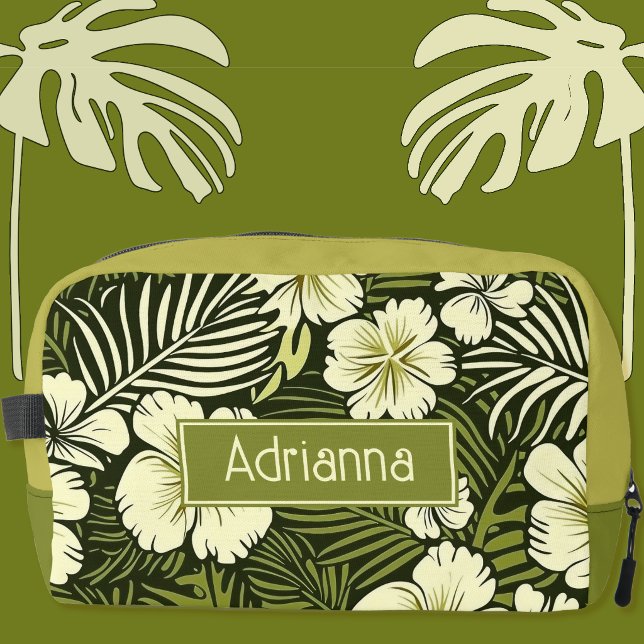 Trousse De Toilette Fleurs tropicales jaune et vert  (Créateur téléchargé)