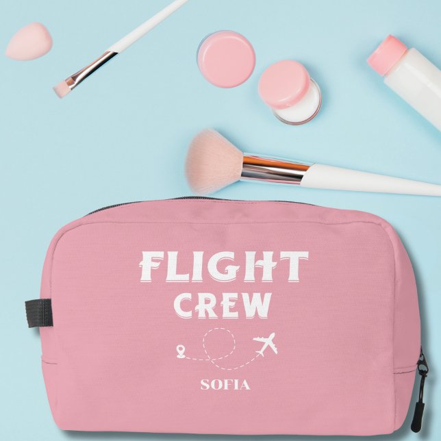 Trousse De Toilette Flight Crew Pink and White Bachelorette Wedding (Créateur téléchargé)