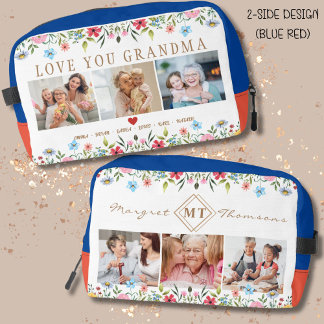 Trousse De Toilette Floral Custom Text Monogramme Famille Photo Kit Do