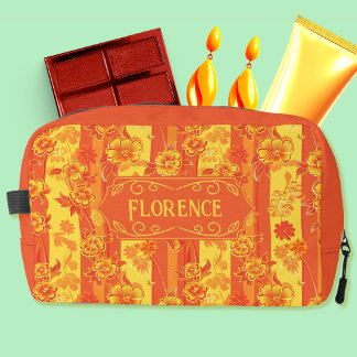 Trousse De Toilette Florence Jaune et Orange Floral