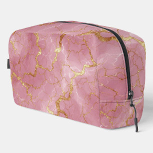 Trousse De Toilette Fond de marbre rose avec veines dorées