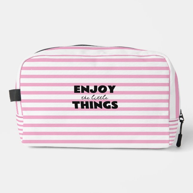 Trousse De Toilette For Women Light Pink & White Striped Toiletry Bag (Recto)