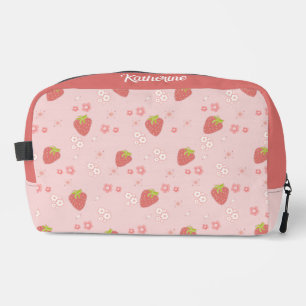 Trousse De Toilette Fraise mignonne aux fleurs.