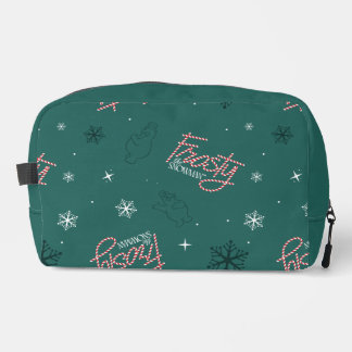 Trousse De Toilette Frosty Snowman Green Snowflake Motif