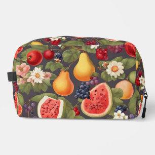 Trousse De Toilette Fruits variés, Feuilles luxuriants et fleurs merve