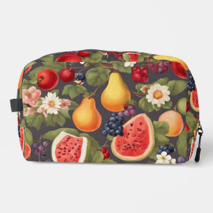 Trousse De Toilette Fruits variés, Feuilles luxuriants et fleurs merve