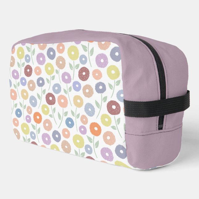 Trousse De Toilette Fuzzy Flower Pattern Pastels on White (Coin gauche)