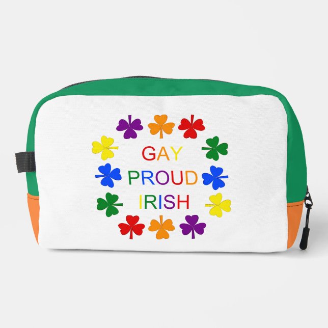 Trousse De Toilette Gay Fier Irlandais LGBT Rainbow Shamrocks (Recto)