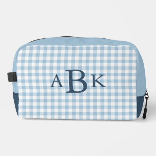 Trousse De Toilette Gingham Bleu Ciel Monogrammé