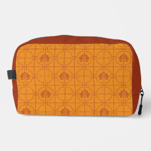 Trousse De Toilette Golden Lotus Grid Motif - Le Lotus Blanc