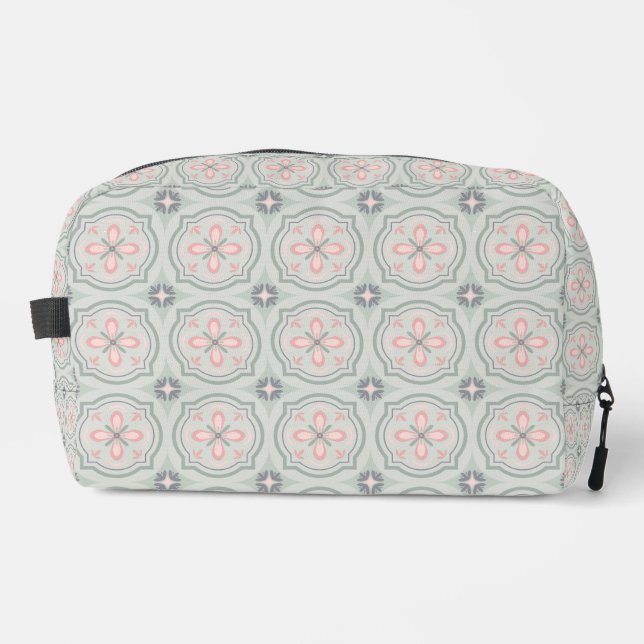 Trousse De Toilette Green Pastel Floral Tiles (Recto)