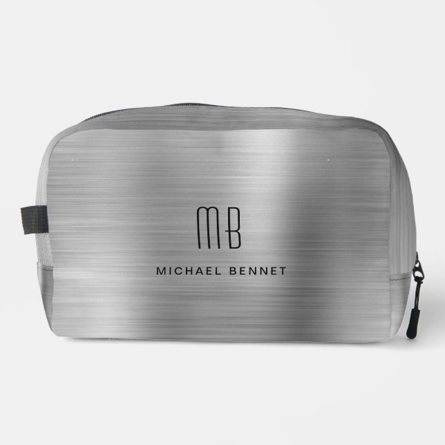 Trousse De Toilette Gris Monogramme Moderne (Recto)