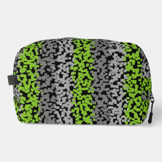 Trousse De Toilette Gris vert et noir numérique pixellisé bandes
