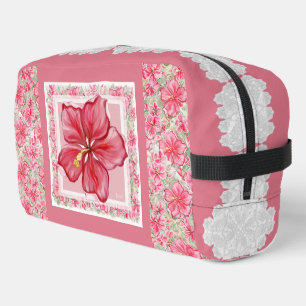 Trousse De Toilette Hibiscus & dentelle RED