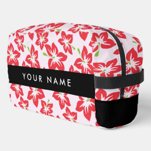 Trousse De Toilette Hibiscus Rouge, Fleurs Rouges, Votre Nom