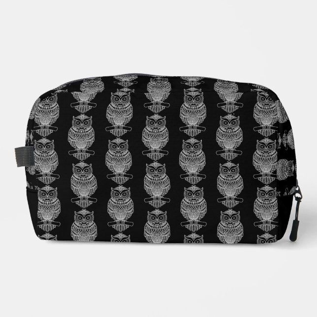 Trousse De Toilette Hibou (noir) - Dopp Kit (Recto)