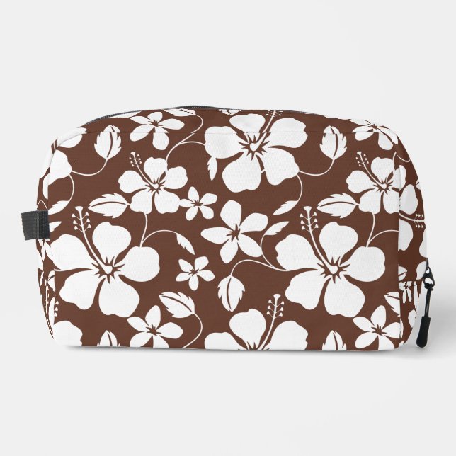 TROUSSE DE TOILETTE HULA HAWAIENNE (HIBISCUS) BRUN (Recto)