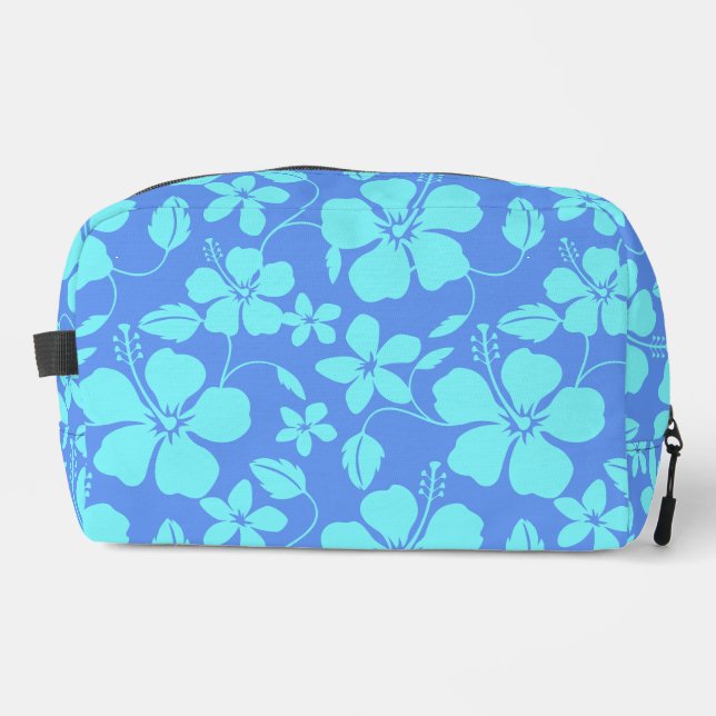 TROUSSE DE TOILETTE HULA HAWAIENNE (HIBISCUS) PERVENCHE/TEAL (Recto)