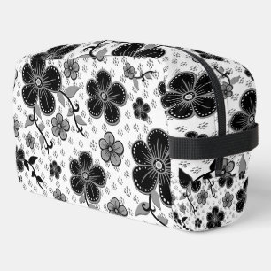 Trousse De Toilette Impression florale noir et blanc