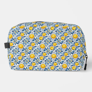Trousse De Toilette Imprimé botanique de citron bleu et jaune d'été
