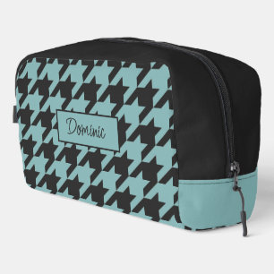 Trousse De Toilette Ivory Turquoise Blue Seafoam Green Houndstooth Mot