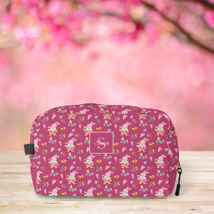 Trousse De Toilette Jardin de lapin magenta & monogramme floral