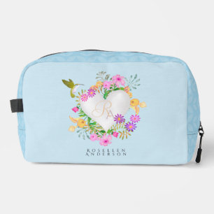 Trousse De Toilette Jardin floral Monogramme Bleu coeur