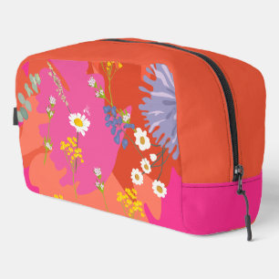 Trousse De Toilette Jardin Floral rose et orange Abstrait