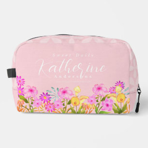 Trousse De Toilette Jardin Floral Rose Personnalisé