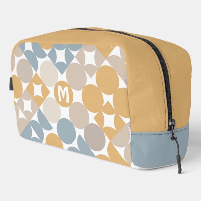 Trousse De Toilette Jaune Beige Brown Gris Milieu de siècle Cercles Mo (Coin droit)