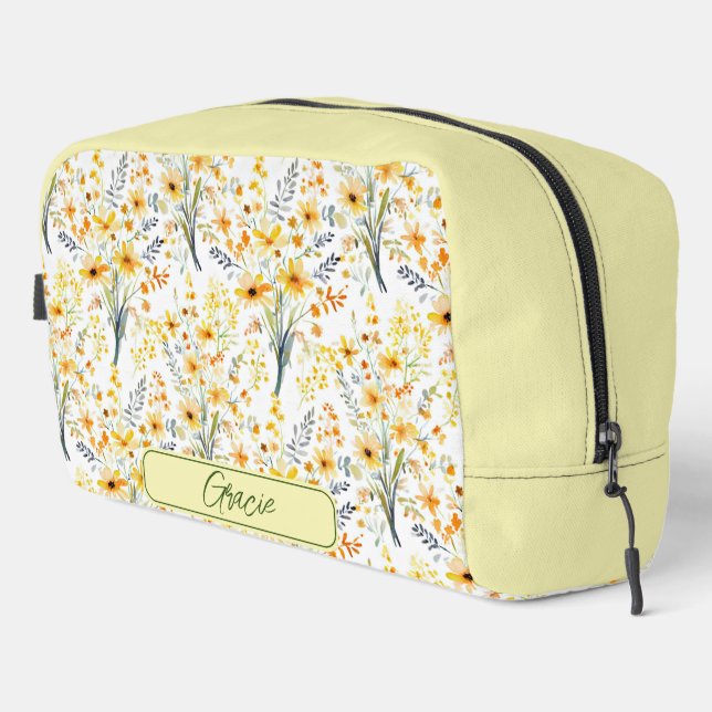 Trousse De Toilette Joli fleurs sauvages de printemps jaune personnali (Coin droit)