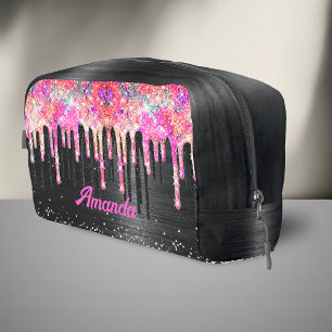 Trousse De Toilette Joli licorne noir paillettes anniversaire monogram