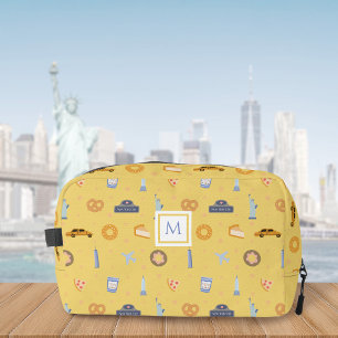 Trousse De Toilette Joli moutarde jaune New York Motif Monogramme