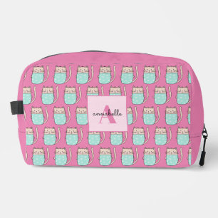 Trousse De Toilette Jolies filles chats monogramme rose