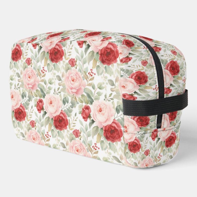 Trousse De Toilette Jolies Fleurs Roses Rouges (Coin gauche)