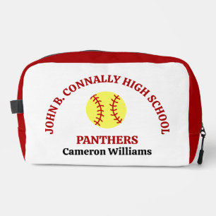 Trousse De Toilette Joueuse de softball au lycée rouge personnalisée