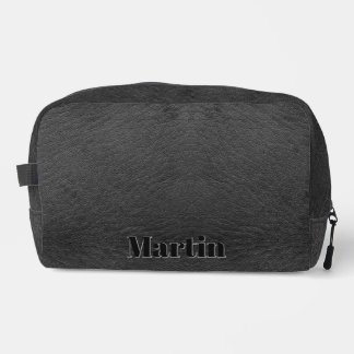 Trousse De Toilette Kit Dopp en cuir noir Faux avec texte incorporé